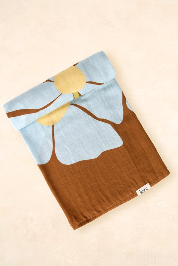 Kiin Organic Bamboo Cotton Muslin Swaddle - Fleur Umber
