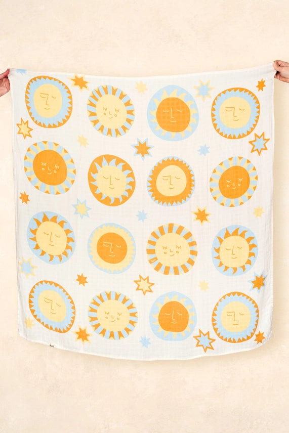 Kiin Organic Bamboo Cotton Muslin Swaddle - Sunny Day
