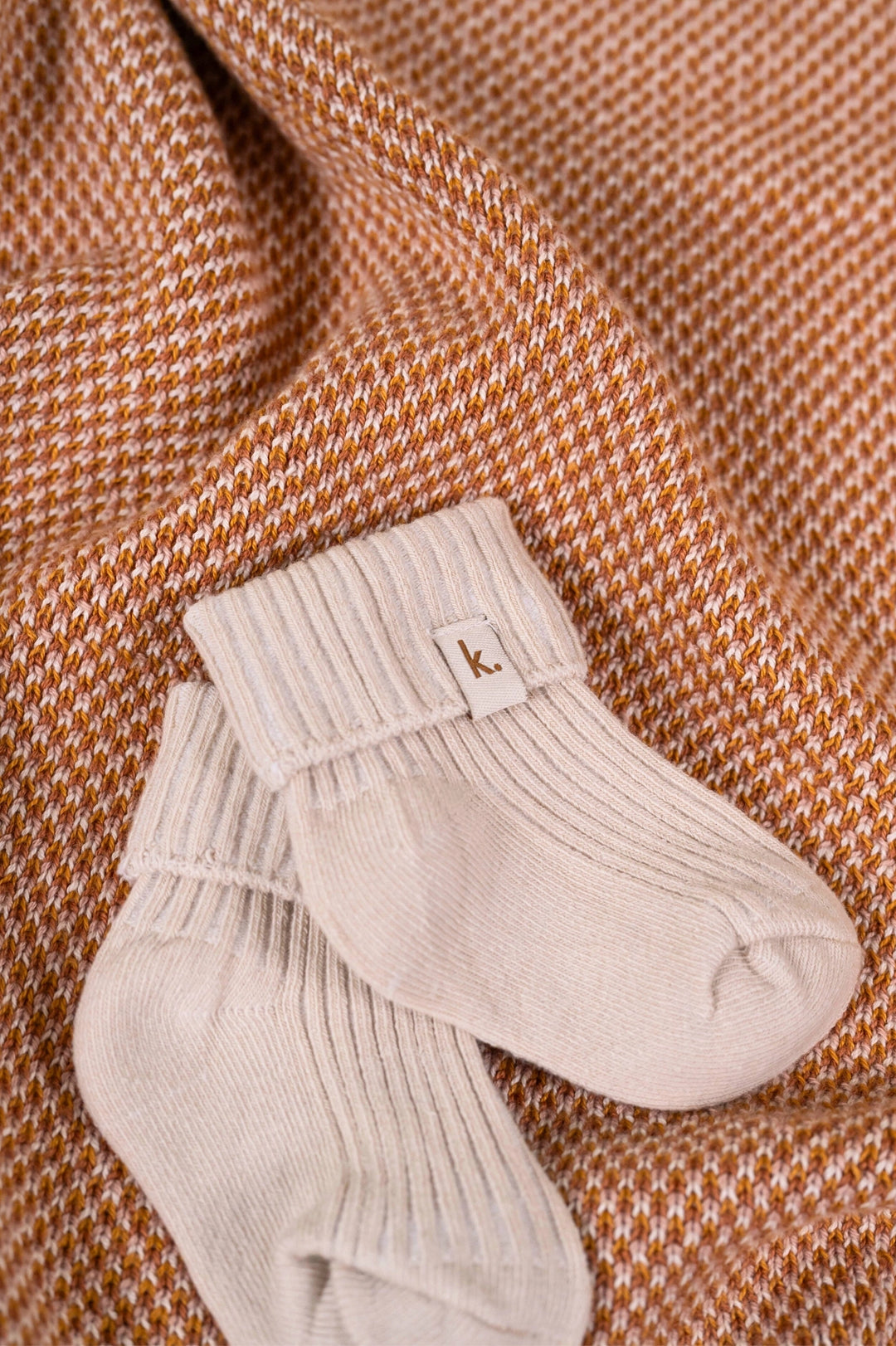 Kiin Cotton Ribbed Baby Socks - Oat