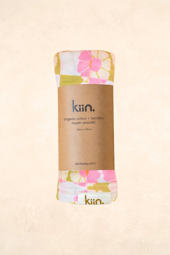 Kiin Organic Bamboo Cotton Muslin Swaddle - Whimsy