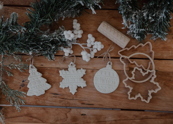 Christmas Ornament Eco Pattern Playdough Roller and Cutter Set