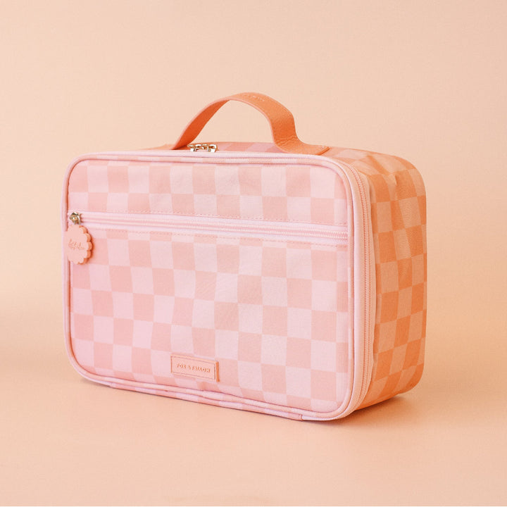Peach Check Insulated Lunch Bag