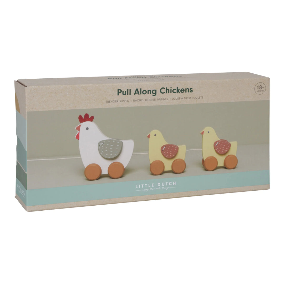 Little Farm Pull Along Wooden Chickens