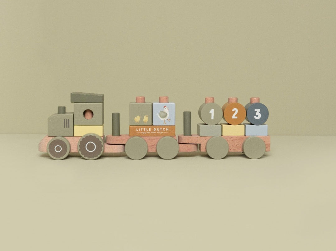 Little Farm Wooden Stacking Train Tractor