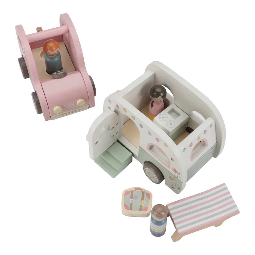 Little Dutch Wooden Toy Car and Caravan