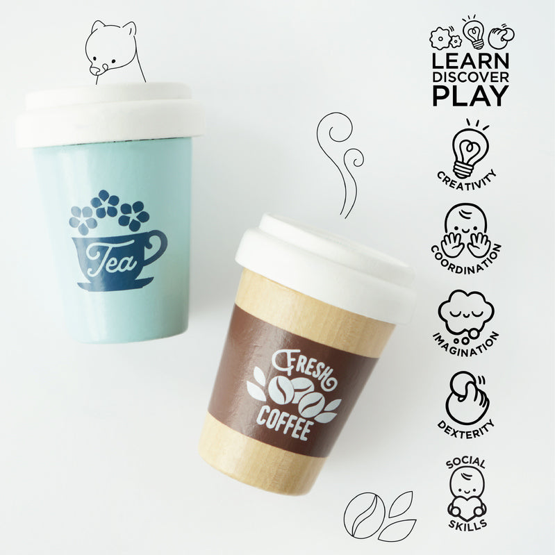 Le Toy Van Wooden Tea & Coffee Re-Useable Eco Cup Set