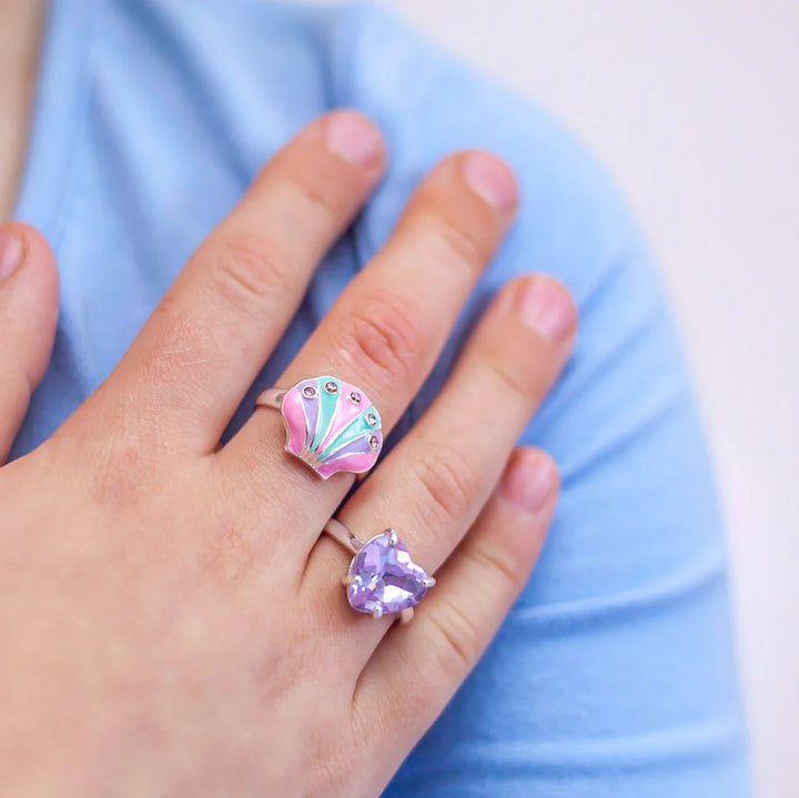 Lauren Hinkley Heart of the Ocean Purple Sparkle Ring with Shell Giftbox