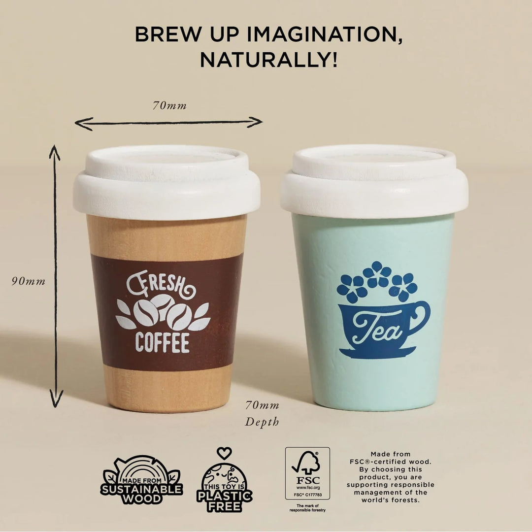 Le Toy Van Wooden Tea & Coffee Re-Useable Eco Cup Set