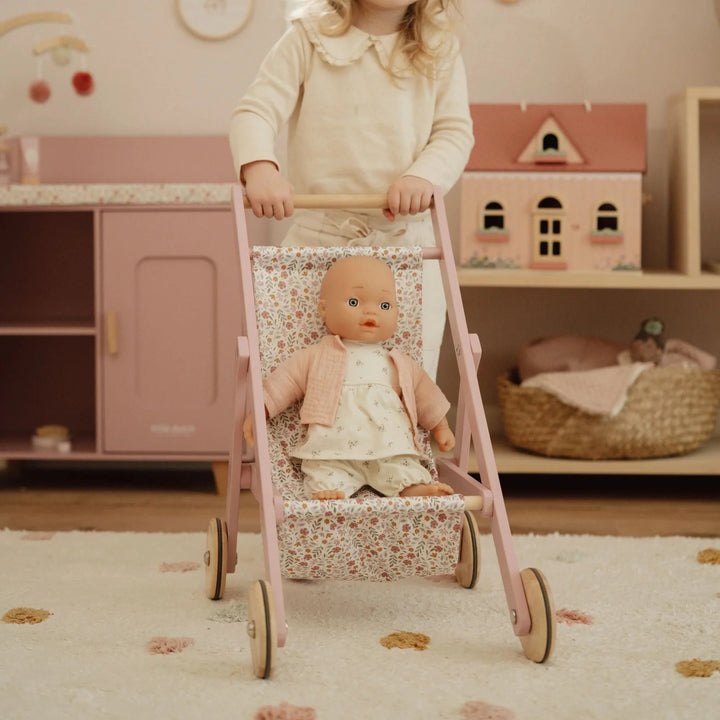 Little Dutch Wooden Pink Doll Stroller
