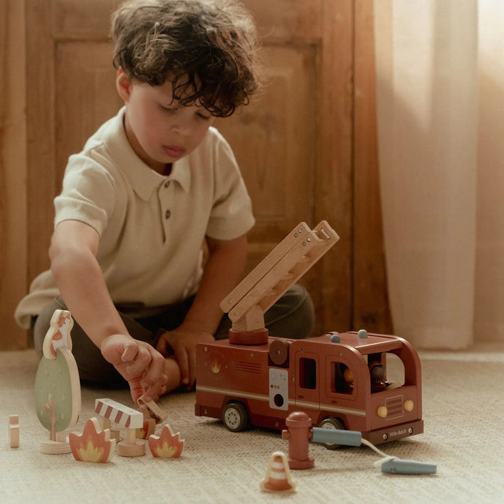 Little Dutch Wooden Fire Truck Set