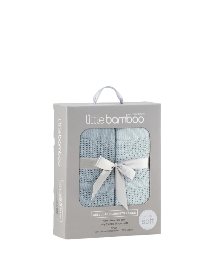 Little Bamboo Baby Cellular Blanket 2 Pack - Retro Blue