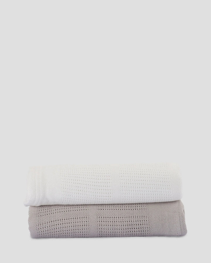 Little Bamboo Baby Cellular Blanket 2 Pack - Stone Grey