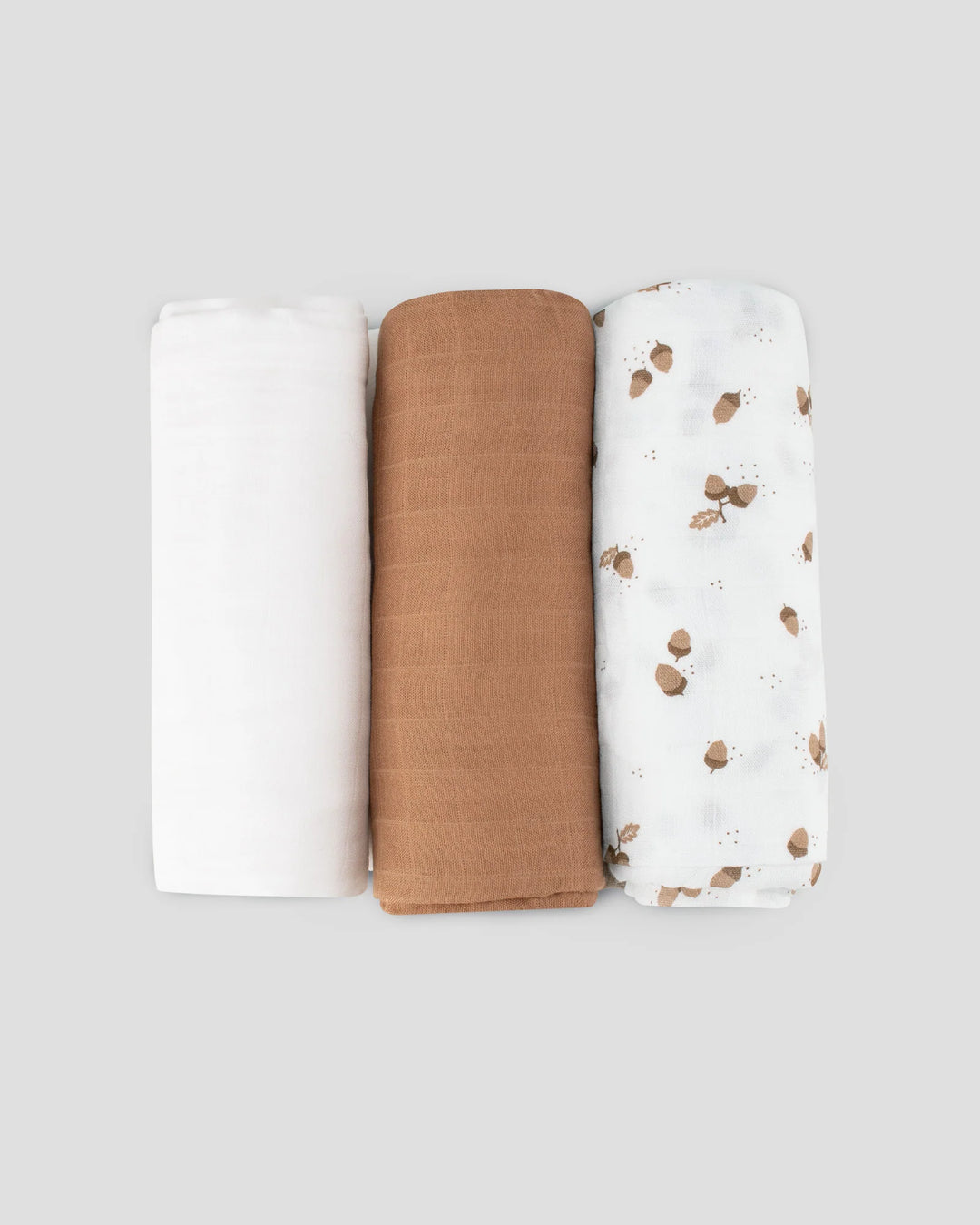 Little Bamboo Baby Muslin Wraps 3 Pack - Iced Coffee