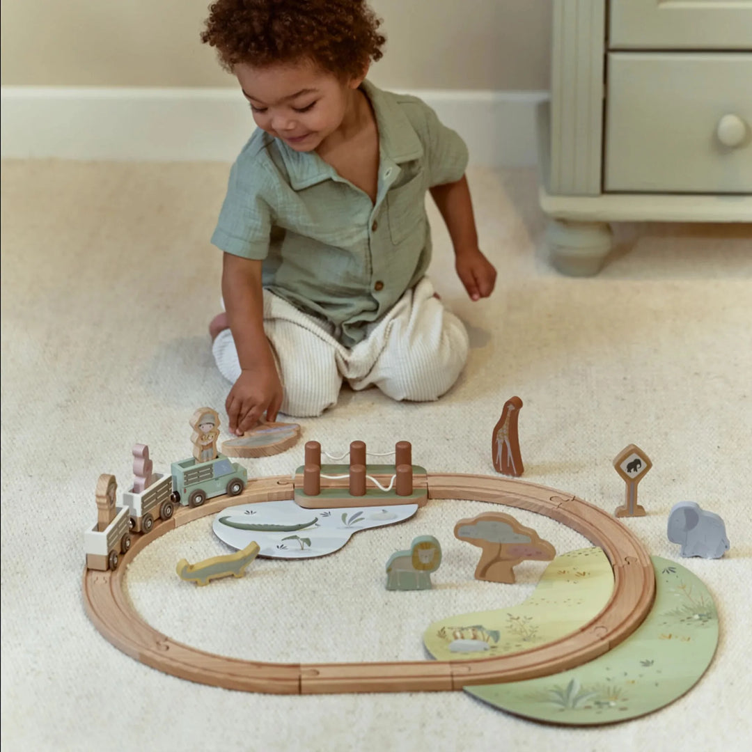 Little Dutch Safari Friends Wooden Train Set