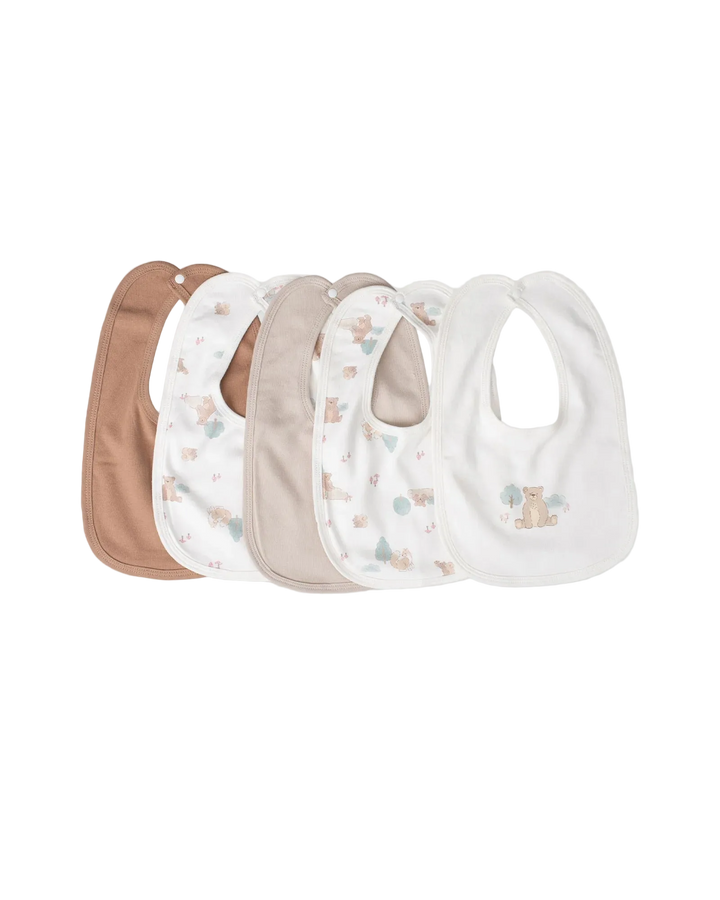 Little Linen Jersey Bib 5 Pack - Bushland Bear