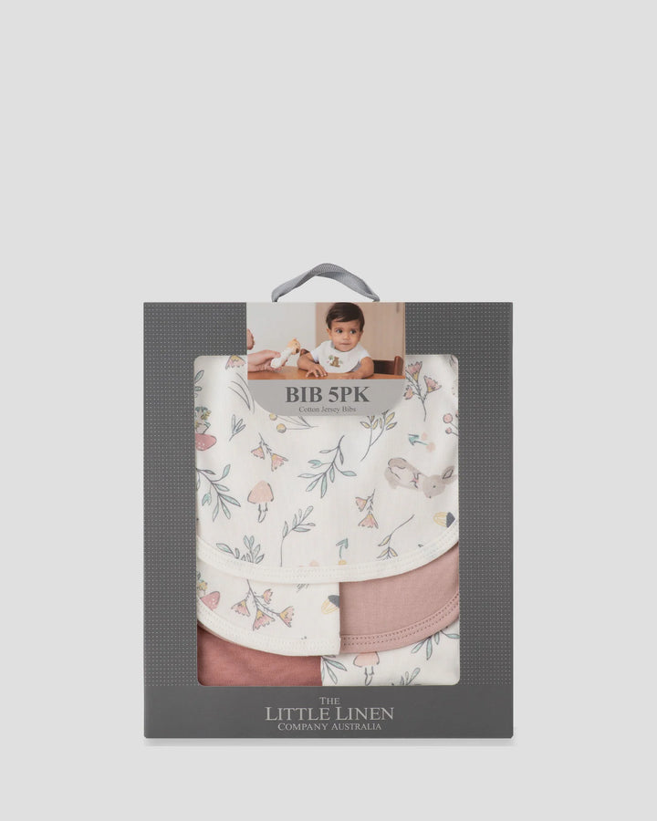 Little Linen Baby Jersey Bib 5 Pack - Harvest Bunny