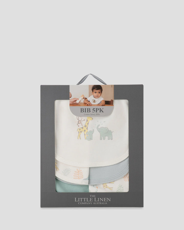 Little Linen Baby Jersey Bib 5 Pack - Savanna Giraffe
