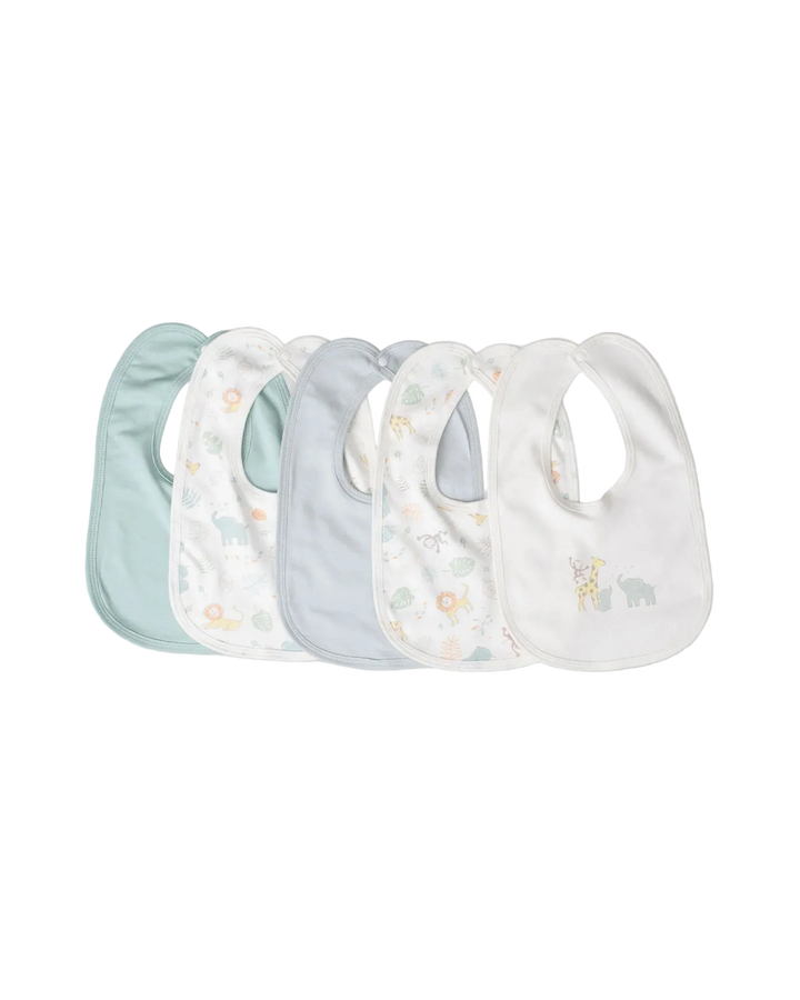 Little Linen Baby Jersey Bib 5 Pack - Savanna Giraffe