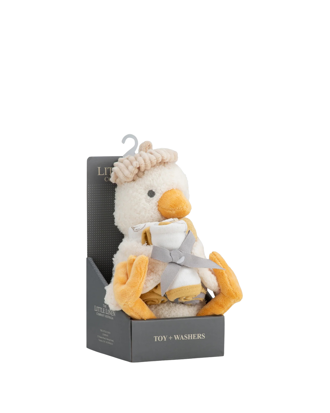 Little Linen Soft Plush Toy & Washer Gift Box - Fuzzy Duck