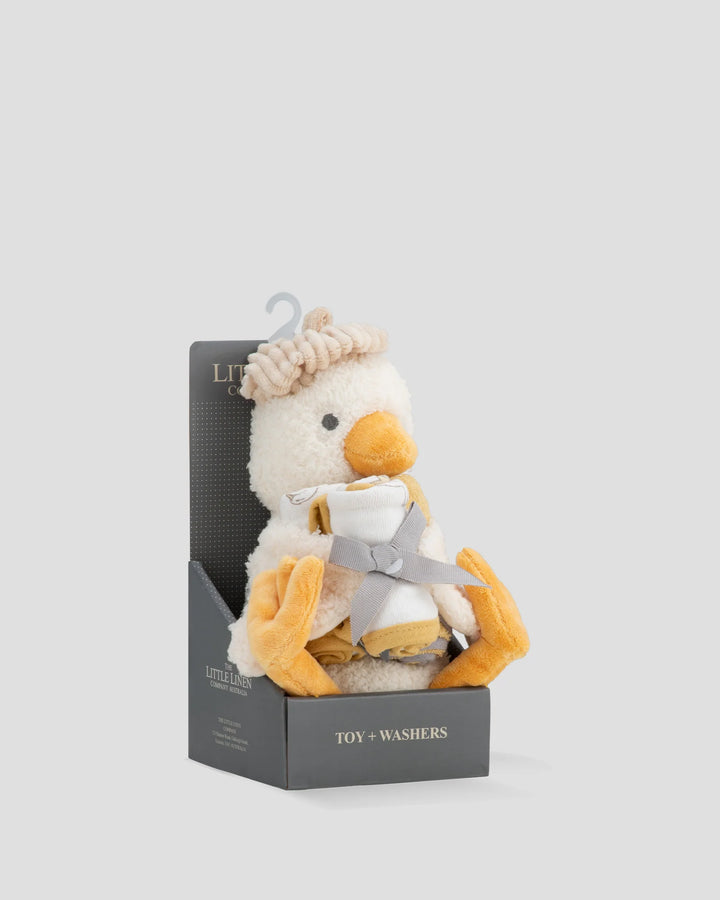 Little Linen Soft Plush Toy & Washers Gift Box - Fuzzy Duck