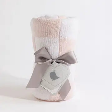 Chenille Blanket - Checkered Pink