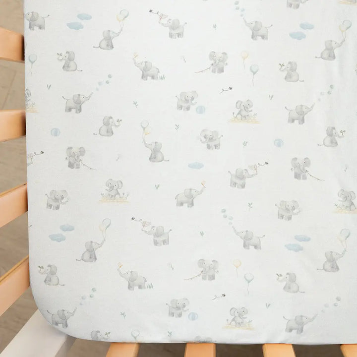 Organic Cot Fitted Sheet 2 Pack - Elephant Playtime