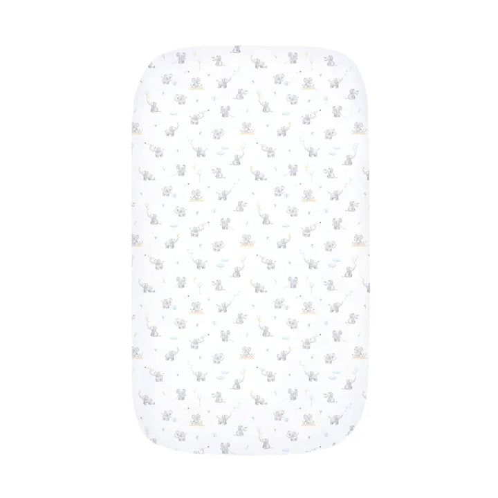Organic Port-A-Cot Fitted Sheet - Elephant Playtime