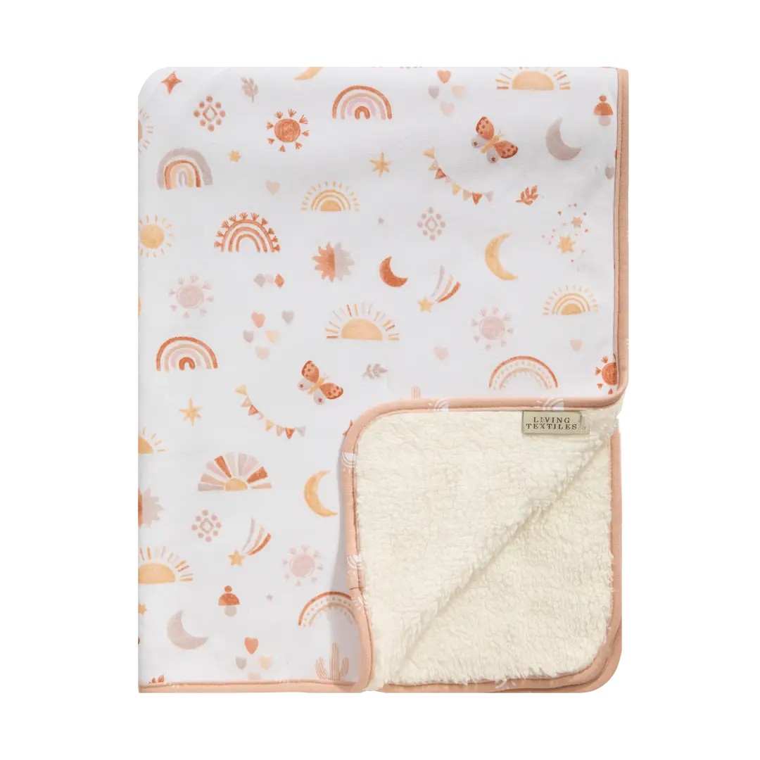 Cotton Jersey Sherpa Blanket - Bohemian Bliss