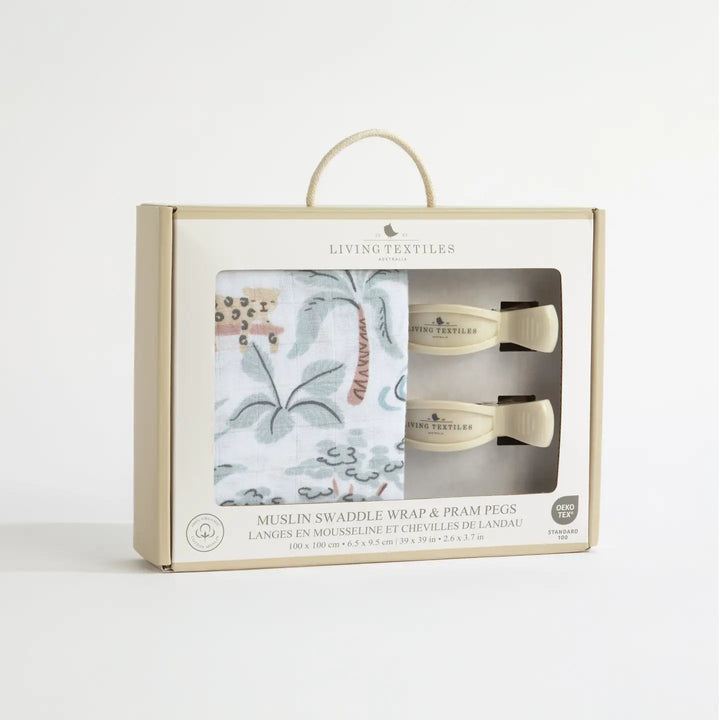 Organic Muslin Swaddle and Peg Set - Wild Safari