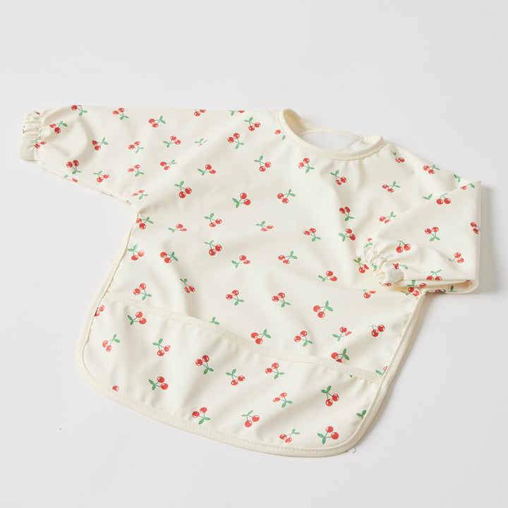 Long Sleeve Smock Bib - Cherry Smock