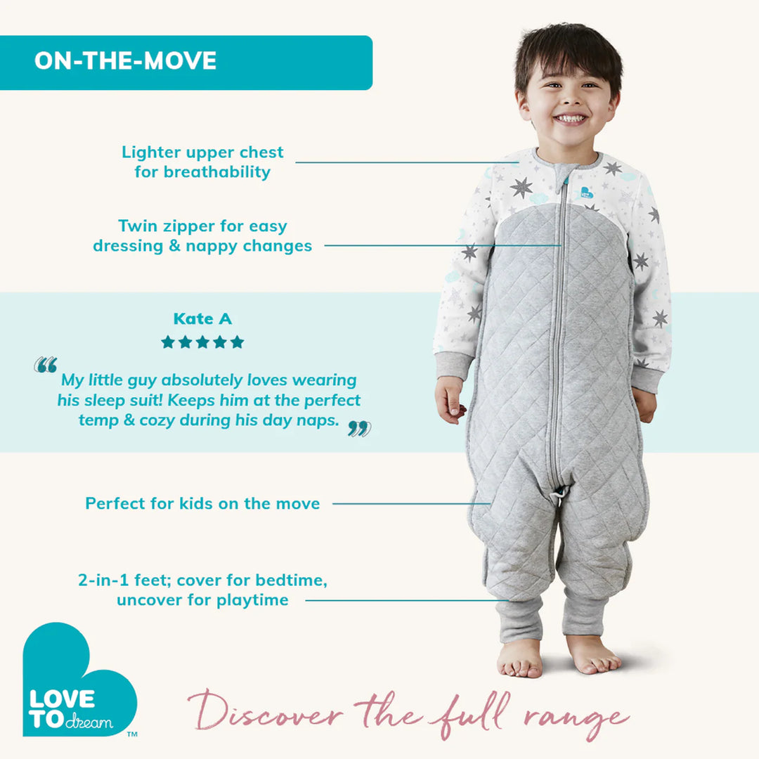 Love to Dream Quilted Cotton Sleep Suit 2.5 TOG - White Moonlight
