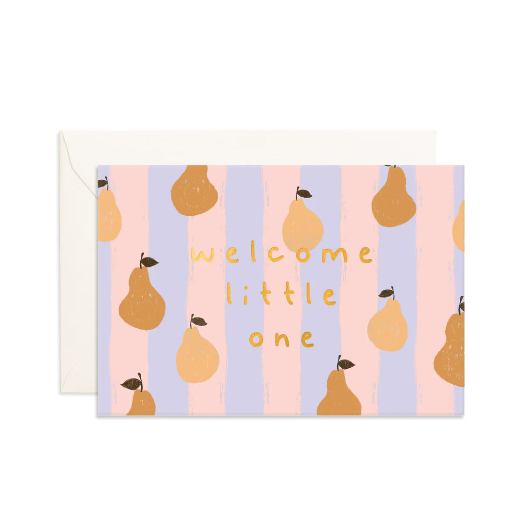 Mini Greeting Card - Welcome Little One Pears