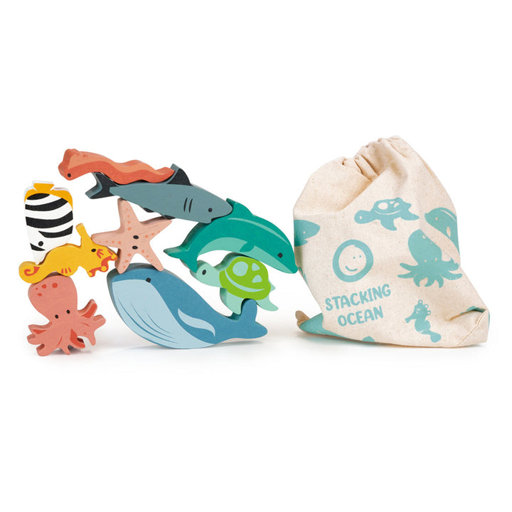 Mentari Wooden Happy Stacking Ocean Set & Bag