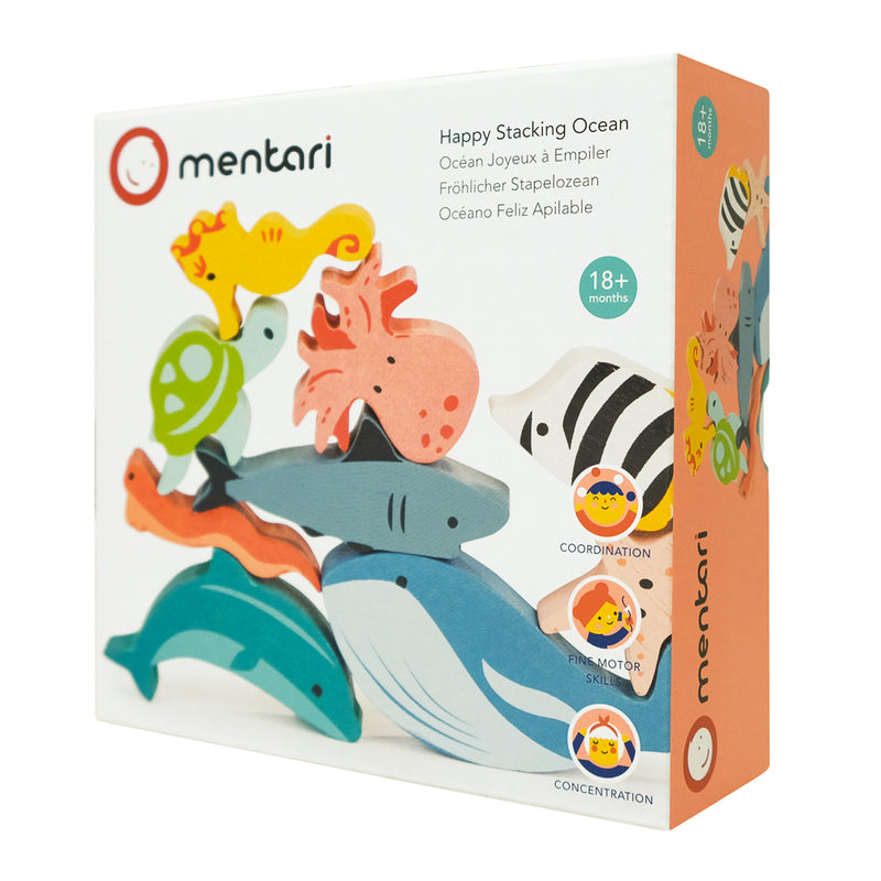 Mentari Wooden Happy Stacking Ocean Set & Bag