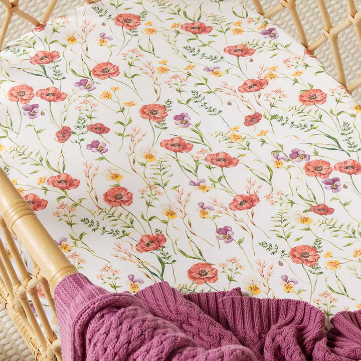 Snuggle Hunny Bassinet Sheet & Change Pad Cover - Meadow