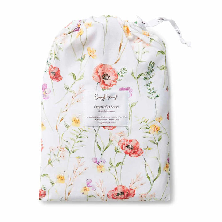 Snuggle Hunny Organic Fitted Jersey Cotton Cot Sheet - Meadow