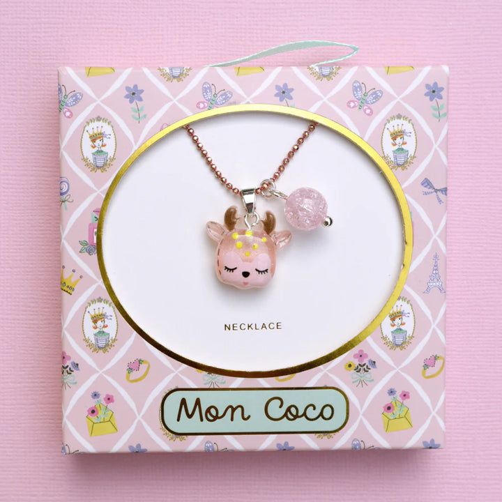 Mon Coco Christmas Necklace - Pink Reindeer