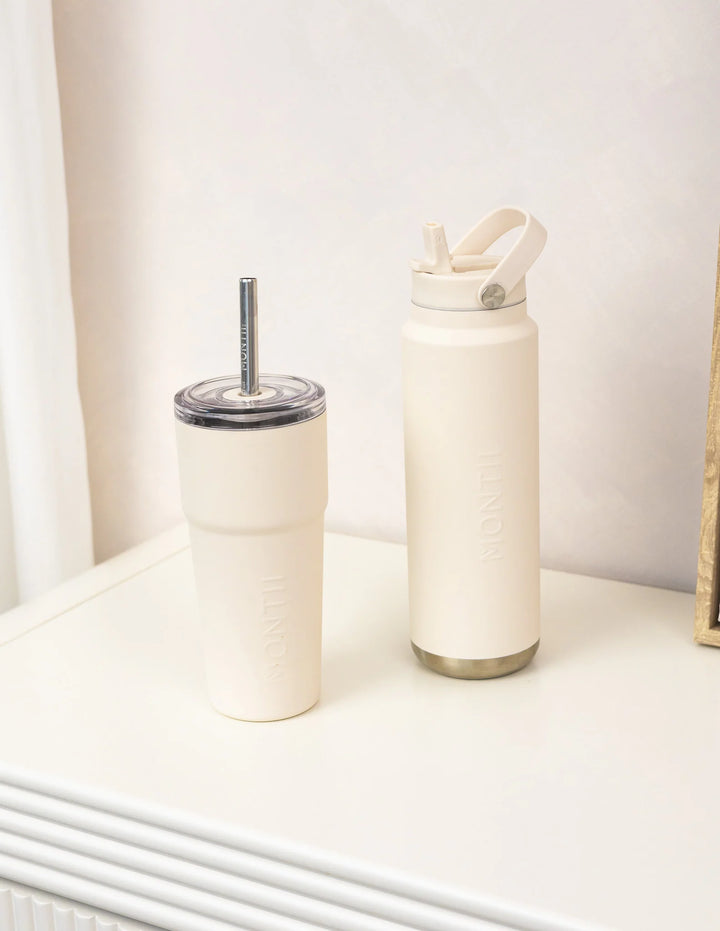 MontiiCo Insulated Quench Sipper Drink Bottle 700ml - Cream