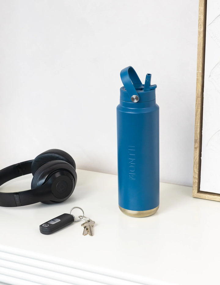 MontiiCo Insulated Quench Sipper Drink Bottle 700ml - Denim