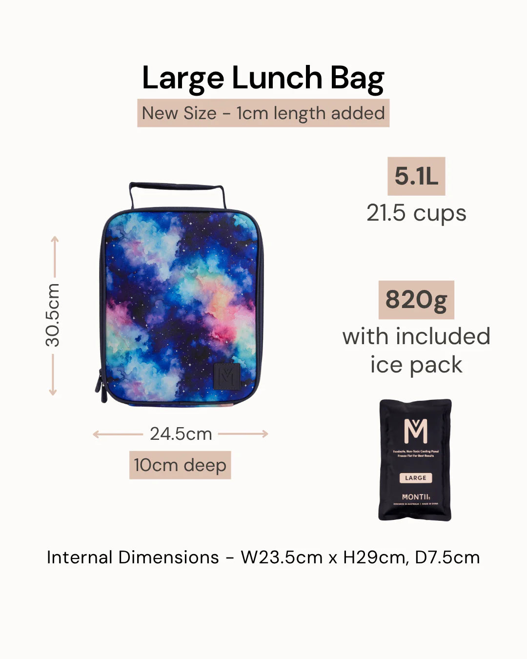 NEW Montiico Large Insulated Lunch Bag - Starlight