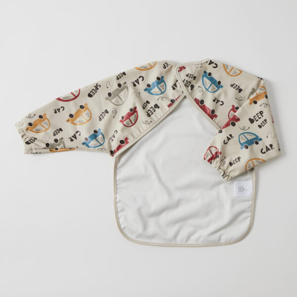 Long Sleeve Smock Bib - Cars