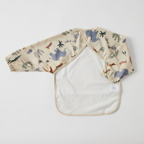 Long Sleeve Smock Bib - Safari