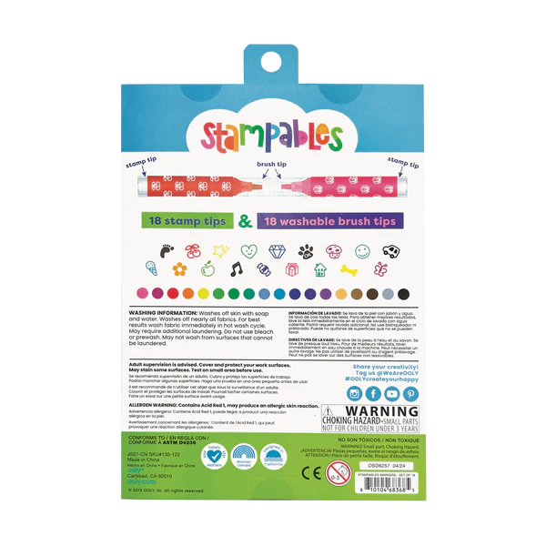 Stampables Double-Ended Stamp & Brush Markers - Set of 18