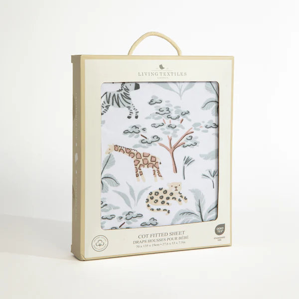 Organic Jersey Fitted Cot Sheet - Wild Safari