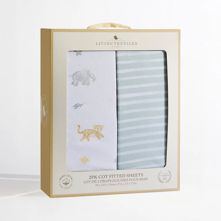 Organic Cot Fitted Sheet 2 Pack - Roam & Roar