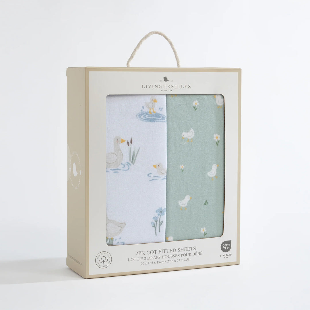Organic Jersey Cot Fitted Sheets 2 Pack - Goosey Goosey