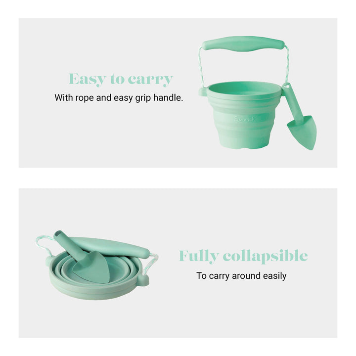 Scrunch Mini Seedling Pot and Trowel - Duck Egg Blue
