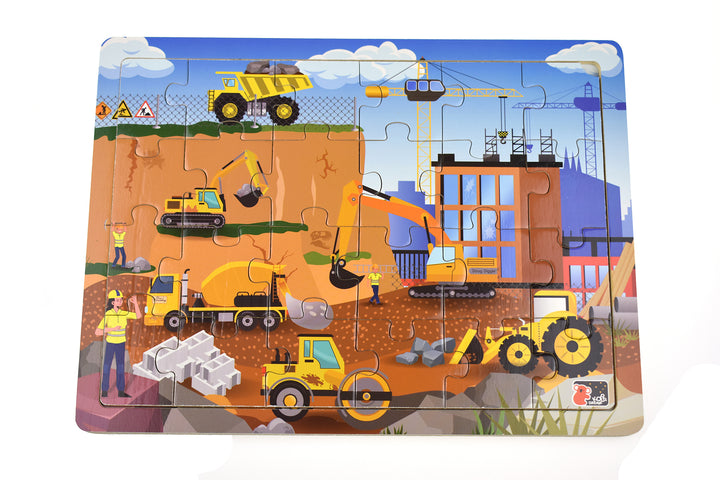 Construction Site 24 Piece Wooden Puzzle Board
