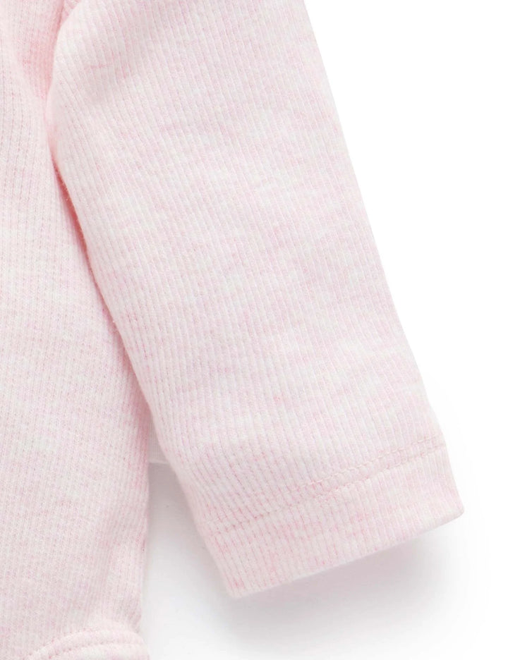 Purebaby Organic Ribbed Long Sleeve Bodysuit -  Pink Mélange