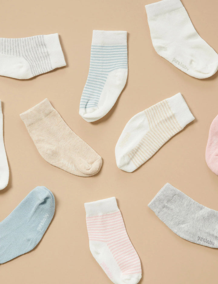 Purebaby Essentials 3 Pair Sock Pack - Wheat/Melange/Vanilla